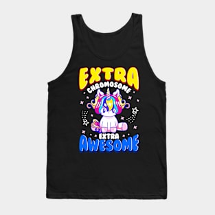 Extra Chromosome Extra Awesome Cute Unicorn Down Awareness Tank Top